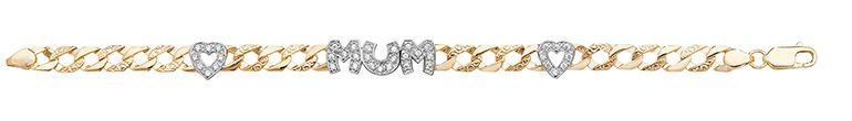 9CT YEL GOLD LADIES' 7.5 INCHES CZ MUM BRCLT