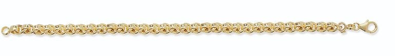 9CT YEL GOLD LADIES' 7.5 INCHES ROLLER BALL BRCLT