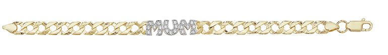 9CT YEL GOLD LADIES' 7.5 INCHES CZ MUM BRCLT