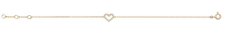 9CT GOLD LADIES' 7.25 IN CZ HEART BRACELET