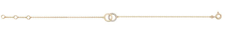 9CT GOLD LADIES' 7.25 IN CZ DOUBLE CIRCLE BRACELET