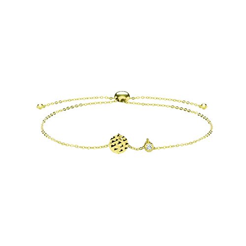 9CT YEL GOLD DISC&CZ PULL STYLE BRACELET