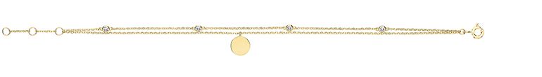 9CT YEL GOLD CZ BRACELET WITH DISC CHARM