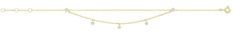 9CT YEL GOLD CZ DOUBLE CHAIN BRACELET