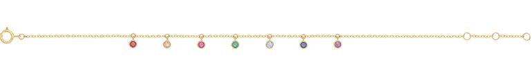 9CT YEL GOLD RAINBOW CZ DROP BRACELET