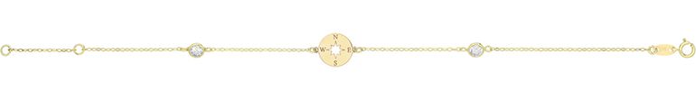 9CT YEL GOLD COMPASS BRACELET WITH CZ