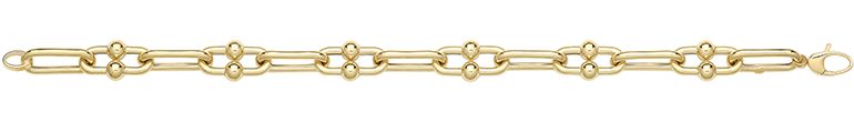 9CT YEL GOLD HOLLOW BUBBLE LINK BRACELET