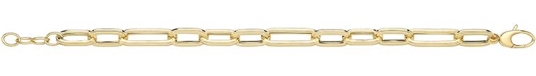 9CT YEL GOLD HOLLOW PAPERCLIP BRACELET
