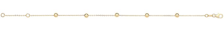 9CT YEL GOLD 7.25" BEADED BRACLET