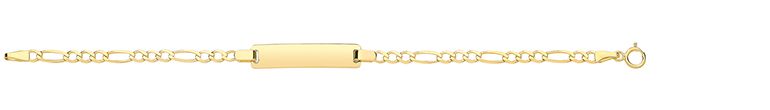 9CT YEL GOLD FIGARO BABIES 6" ID BRACELET