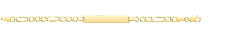 9CT YEL GOLD FIGARO BABIES 6" ID BRACELET