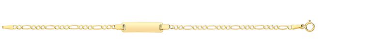 9CT YEL GOLD FIGARO BABIES 6" ID BRACELET