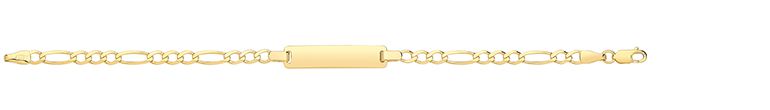 9CT YEL GOLD FIGARO BABIES 6" ID BRACELET