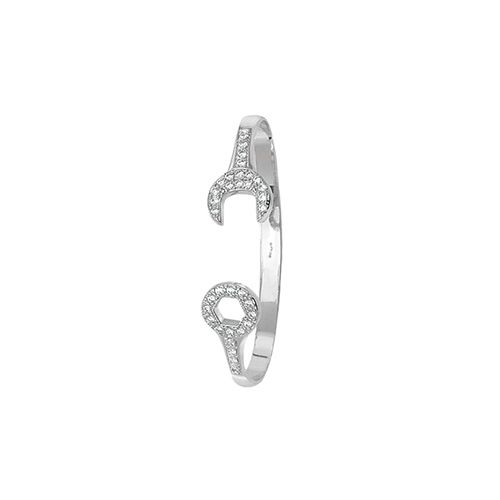 9CT WHT GOLD BABIES' SPANNER CZ BANGLE