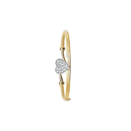 9CT YEL GOLD BABIES' CZ HEART BANGLE