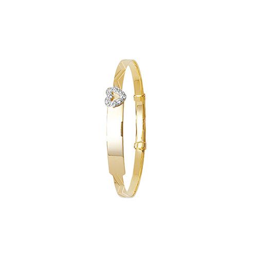 9CT YEL GOLD BABIES' DC EXP 3MM CZ ID BANGLE