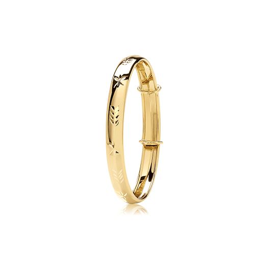 9CT YEL GOLD D/C BABY EXPANDING BANGLE