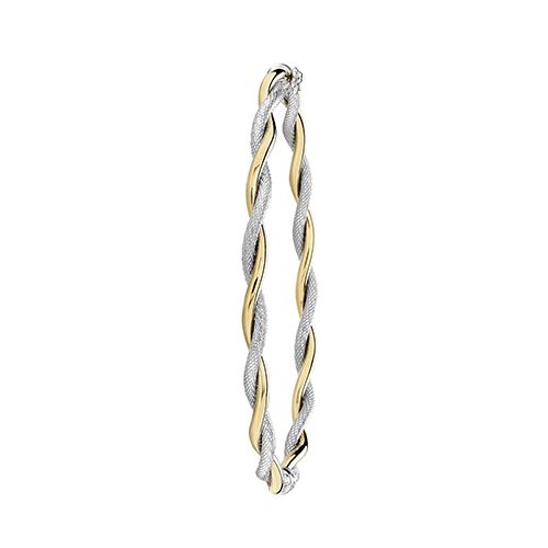 9CT YEL/WHT GOLD LADIES' HINGED BANGLE