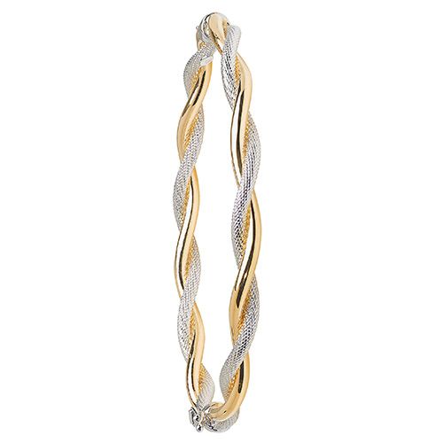 9CT YEL/WHT GOLD LADIES' HINGED BANGLE