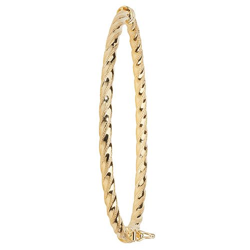 9CT YEL GOLD LADIES' DC HINGED BANGLE