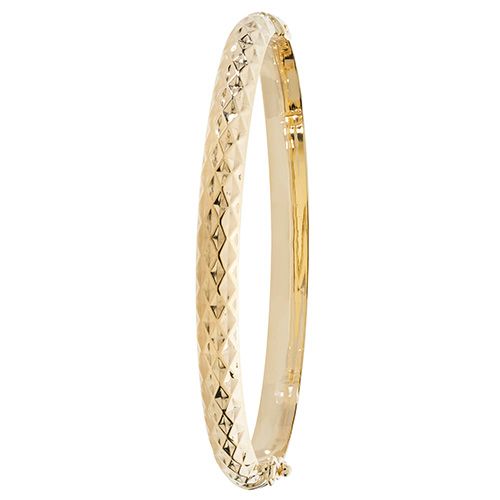 9CT YEL GOLD LADIES' DC HINGED BANGLE