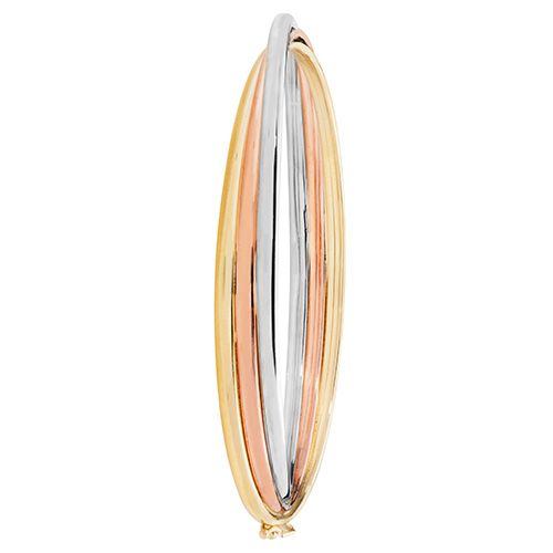 9CT TRI COL GOLD LADIES' HINGED BANGLE