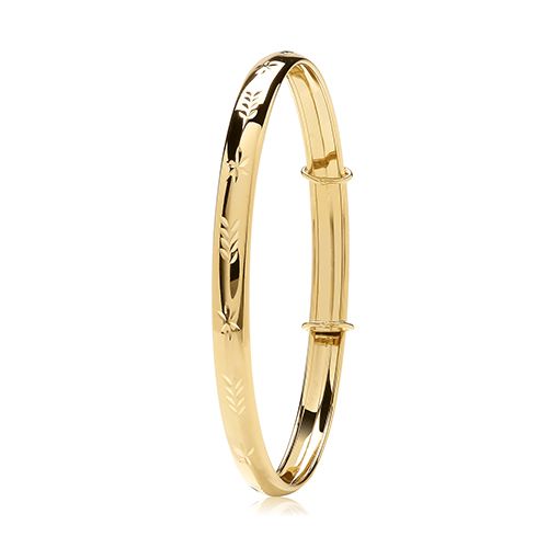 9CT YEL GOLD D/C EXPANDING BANGLE