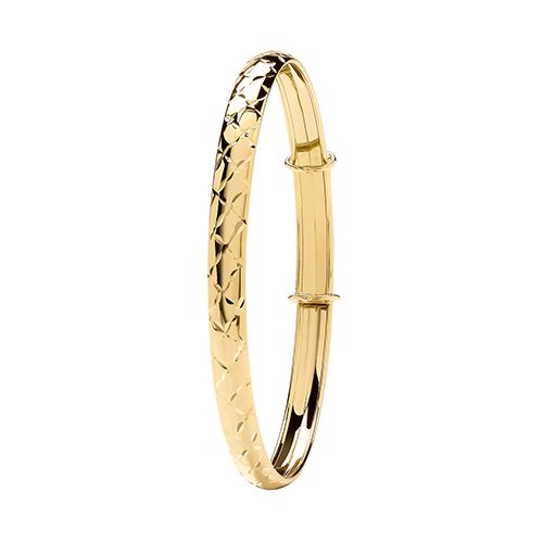 9CT YEL GOLD D/C EXPANDING BANGLE