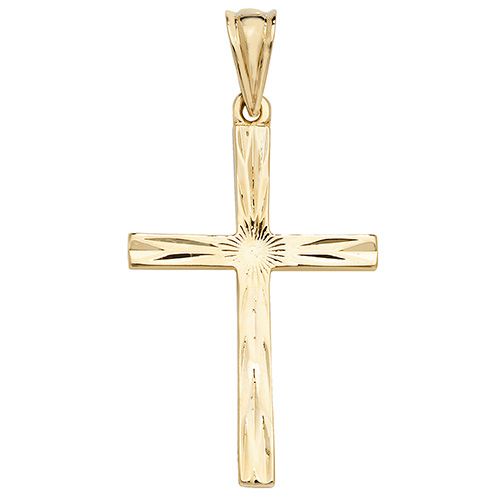9CT YEL GOLD PATTERNED CROSS PENDANT