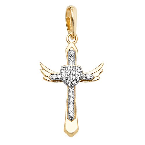 9CT YEL GOLD CROSS CZ PENDANT