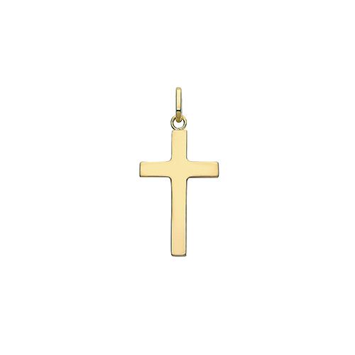 9CT YEL GOLD SEMI SOLID CROSS