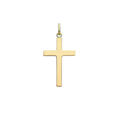 9CT YEL GOLD SEMI SOLID CROSS