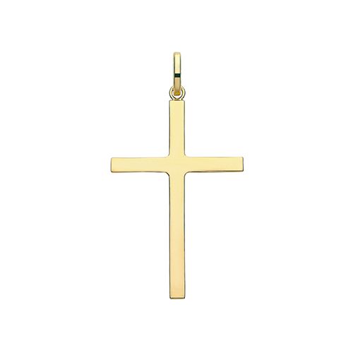 9CT YEL GOLD SEMI SOLID CROSS