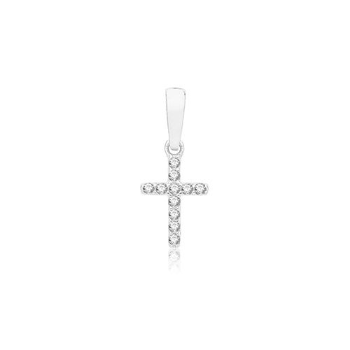 9CT WHITE GOLD CZ CROSS PENDANT