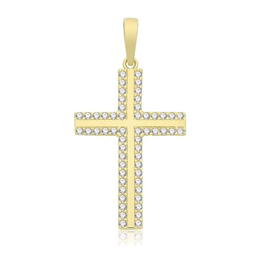 9CT YEL GOLD CZ CROSS PENDANT