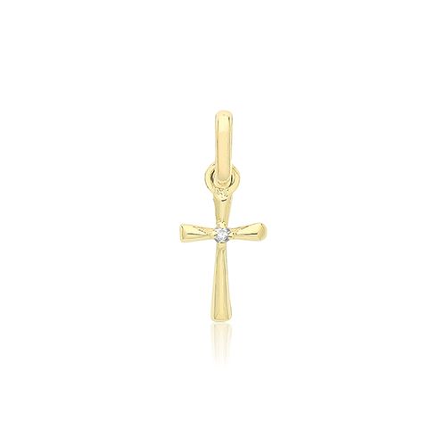 9CT YEL GOLD CROSS PENDANT WITH CZ