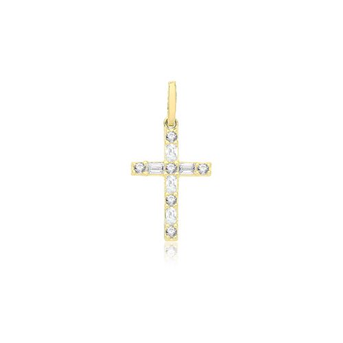 9CT YEL GOLD CZ CROSS PENDANT