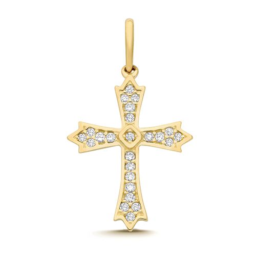 9CT YEL GOLD CZ CROSS