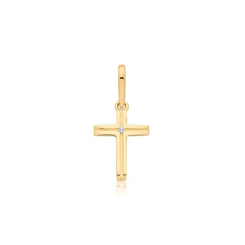 9CT YEL GOLD CZ CROSS PENDANT