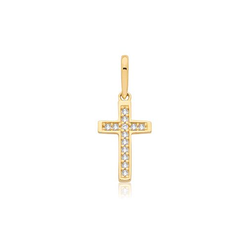 9CT YEL GOLD CZ CROSS PENDANT