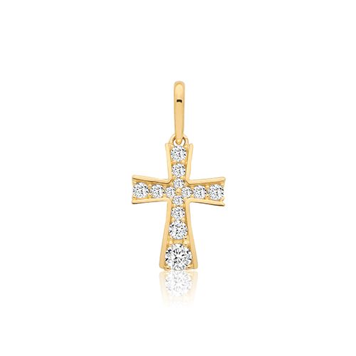 9CT YEL GOLD CZ CROSS PENDANT