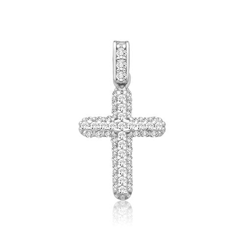 9CT WHT GOLD CROSS PENDANT