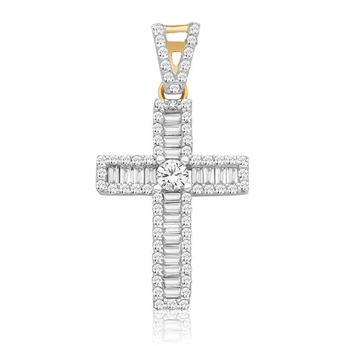 9CT YEL GOLD CZ CROSS PENDANT