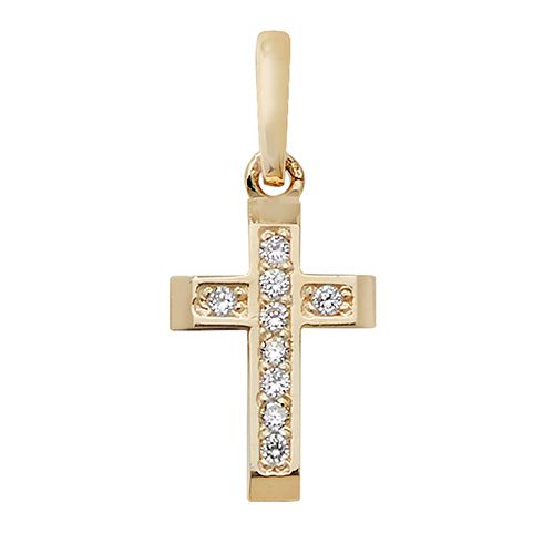 9CT YEL GOLD CROSS CZ PENDANT