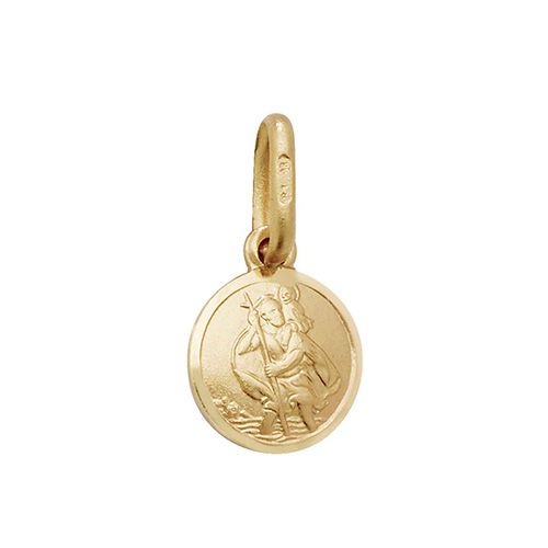 9CT YEL GOLD RND ST CHRISTOPHER PENDANT