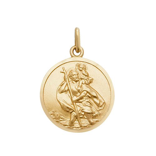 9CT YEL GOLD RND ST CHRISTOPHER PENDANT