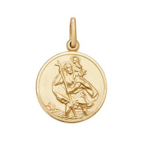 9CT YEL GOLD RND ST CHRISTOPHER PENDANT