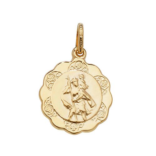9CT YEL GOLD ST CHRISTOPHER HOLLOW PENDANT