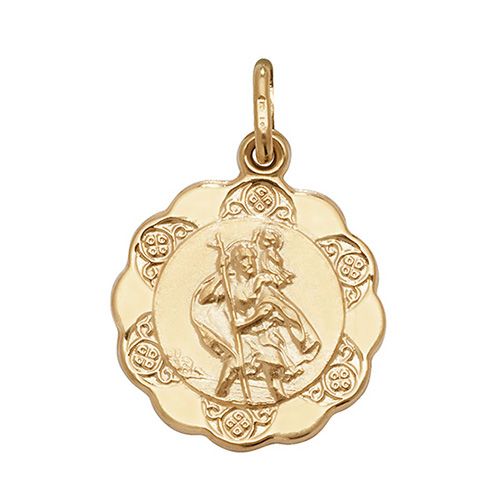 9CT YEL GOLD ST CHRISTOPHER HOLLOW PENDANT