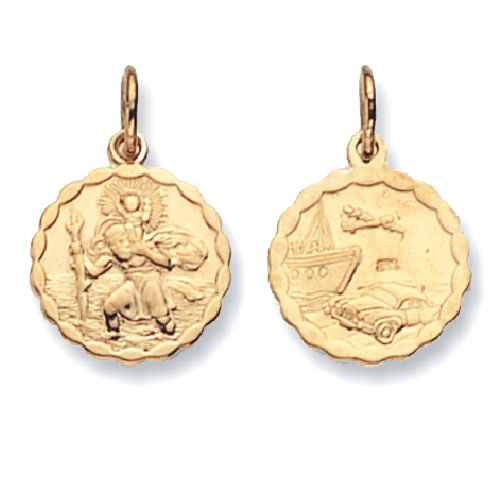 9CT YEL GOLD ROUND DBL SIDED ST CHRISTOPHER PENDANT